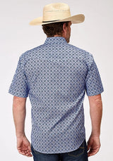 Roper 1932 Blue Skies Tie Print (Azul) - Camisa de Manga Corta para Hombre