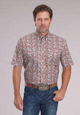 Roper 2499 Clay Paisley (Naranja) - Camisa de Manga Corta para Hombre