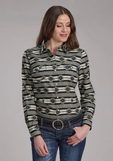 Roper 2182 Santa Fe Aztec (Negra) - Camisa Western para Mujer