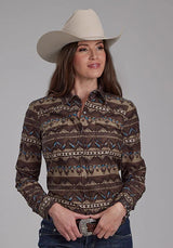 Roper 2175 distressed azteca (café) - Camisa vaquera de mujer