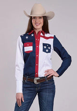 Camisa vaquera de mujer Roper Colorblock Americana (multicolor)