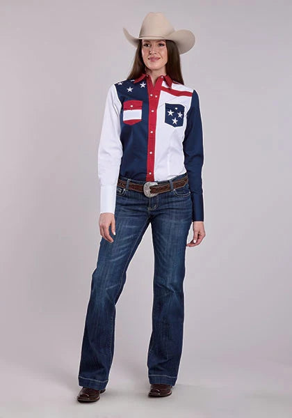 Camisa vaquera de mujer Roper Colorblock Americana (multicolor)