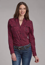 Roper 2241 Sangría Paisley (Borgoña) - Camisa Western para Mujer