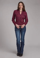 Roper 2241 Sangría Paisley (Borgoña) - Camisa Western para Mujer