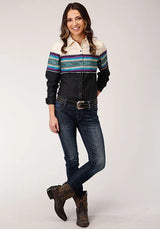 Camisa vaquera de mujer Roper 1296 Serape Border (Negra)