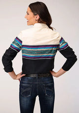 Camisa vaquera de mujer Roper 1296 Serape Border (Negra)