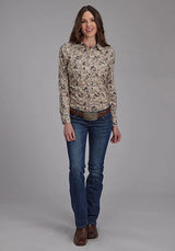Roper 2116 Brushstroke Cowboys (Marrón) - Camisa Western para Mujer