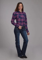 Camisa vaquera de franela sin forro Roper 2206 (Morado) - Mujer