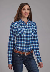 Camisa Western Roper 2206 de Franela Sin Forro (Azul) - Mujer