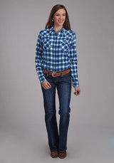 Camisa Western Roper 2206 de Franela Sin Forro (Azul) - Mujer