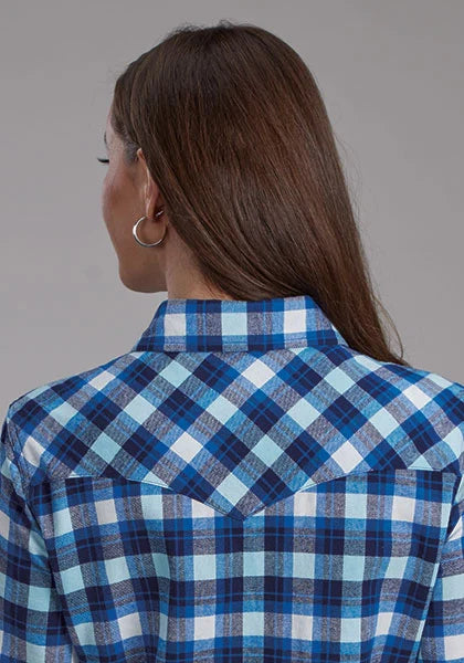 Camisa Western Roper 2206 de Franela Sin Forro (Azul) - Mujer