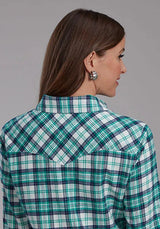 Camisa vaquera de mujer Roper 2206 de franela sin forro (verde)