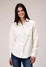 Camisa vaquera Roper 1947 Embroidery Corduroy (Crema) - para mujer