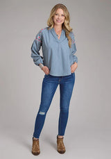 Blusa Vaquera Roper 2435 Denim con Cuello en V (Azul) - Mujer