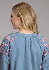 Blusa Vaquera Roper 2435 Denim con Cuello en V (Azul) - Mujer