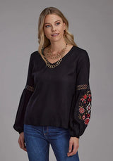 Roper 2190 Rayón Liso (Negro) - Blusa Vaquera para Mujer