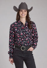 Roper 2225 Estampado Jinetes (Negro) - Blusa Vaquera de Mujer