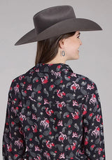 Roper 2225 Estampado Jinetes (Negro) - Blusa Vaquera de Mujer