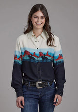 Roper 2202 Western Border (Negro) - Camisa Western para Mujer