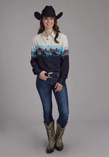 Roper 2202 Western Border (Negro) - Camisa Western para Mujer