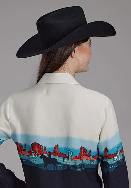 Roper 2202 Western Border (Negro) - Camisa Western para Mujer