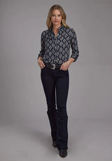 Roper 2133 Ikat Print (Black) - Women's Western Blouse