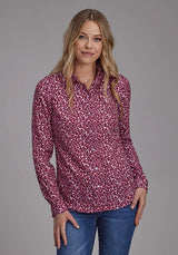 Roper 2134 Estampado de vino salvaje (leopardo) - Blusa vaquera para mujer