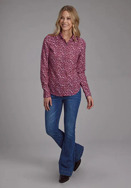 Roper 2134 Estampado de vino salvaje (leopardo) - Blusa vaquera para mujer
