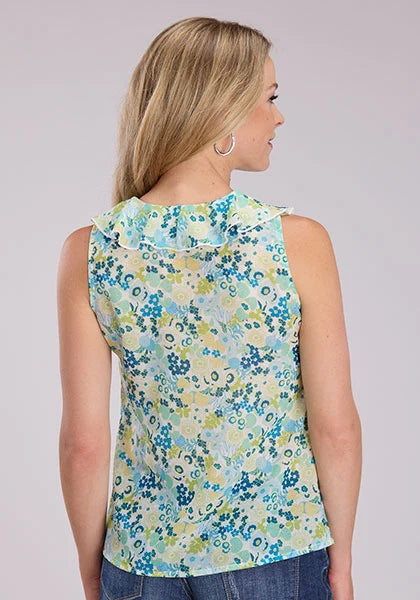 Roper 2489 Floral Aztec (Azul) - Camisa sin mangas para mujer