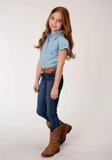 Roper Purple Sage (azul) - Camisas Western de botones a presión para niña