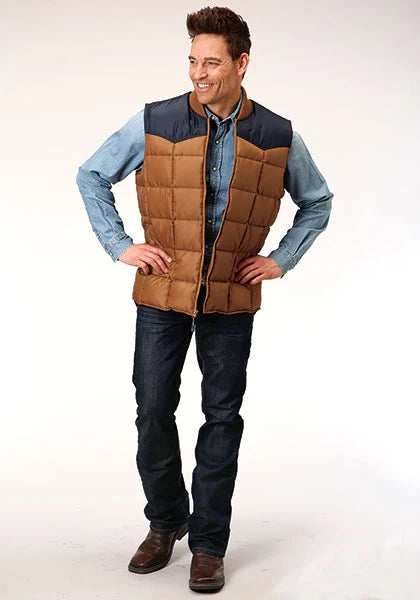 Chaleco Roper 1473 Relleno de poliéster (azul marino/marrón) - para hombre