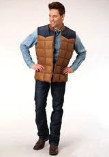 Chaleco Roper 1473 Relleno de poliéster (azul marino/marrón) - para hombre