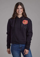 Sudadera con capucha para mujer Roper 2272 con estampado de flores (negro)