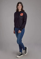 Sudadera con capucha para mujer Roper 2272 con estampado de flores (negro)