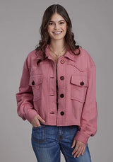 Roper 2272 Chamarra Corta Tejida Estampada (Rosa) - Dama