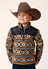 Chaqueta de microfibra con estampado azteca Roper para niño (naranja/negro) - Chaqueta para niños