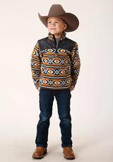 Chaqueta de microfibra con estampado azteca Roper para niño (naranja/negro) - Chaqueta para niños