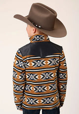 Chaqueta de microfibra con estampado azteca Roper para niño (naranja/negro) - Chaqueta para niños