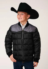 Roper Boy's Polyfill Puffer Coat (Black/Grey) - Children's Jacket