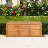 Caja banco de almacenamiento de madera de acacia de 46 galones para patio o jardín