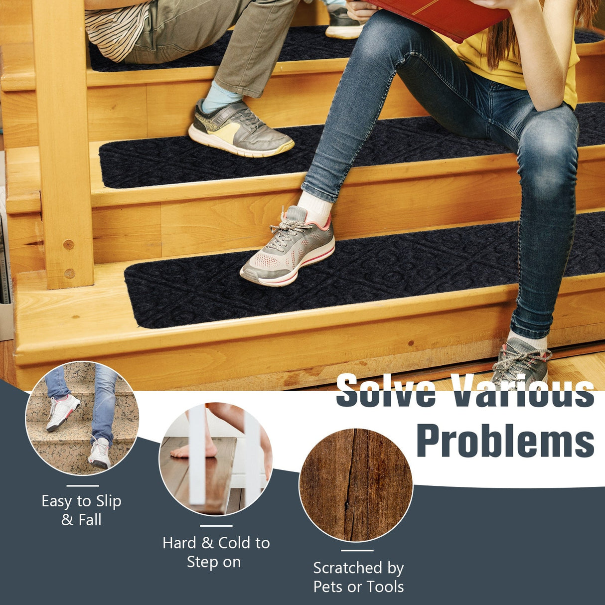 15 Alfombras Antideslizantes Interiores para Escaleras de Madera