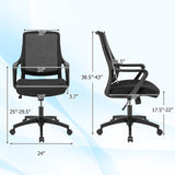 Silla Moderna de Malla Transpirable con Respaldo Curvo y Reposabrazos - Negro