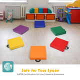 6 cojines de suelo cuadrados para niños pequeños de 15 pulgadas, asientos de espuma suave y flexible con asas