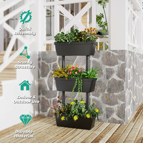Soporte vertical de 3 niveles para plantas, de pie, para jardinería y cultivo