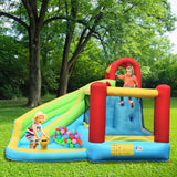 Castillo inflable 6 en 1 con muro de escalada y canasta de baloncesto sin soplador