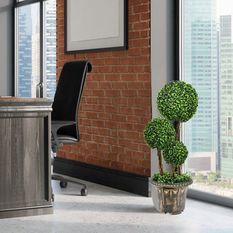 Árbol topiario artificial de bola triple de 30 pulgadas para interior y exterior con protección UV