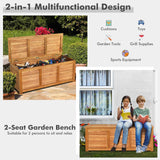 Caja banco de almacenamiento de madera de acacia de 46 galones para patio o jardín