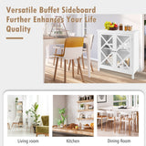 Freestanding Kitchen Buffet Cabinet with Glass Doors and Adjustable Shelf