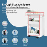 Slim Rolling 3-Tier Bathroom Mobile Shelving Cabinet wih Handle