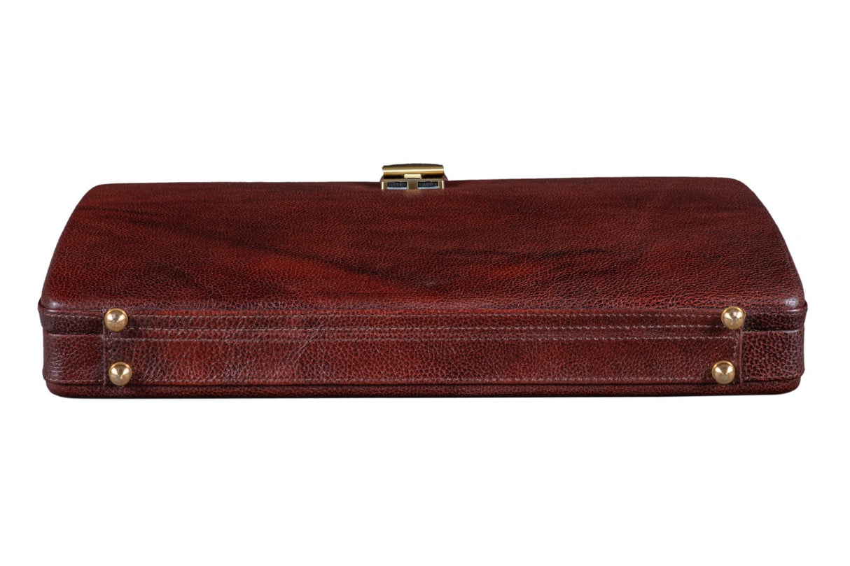 Maletín de Piel Ejecutivo para Hombre Marrón/Rojo Cereza